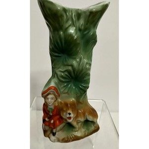 Maruyama Toki Ryuhei Vase Japanese Kutani 1930 Little Red Riding Hood 5.25”